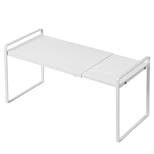  Nxconsu Expandable Cabinet Shelf Organizer Storage Rack Shelf Riser For Kitchen Pantry Cupboard Bathroom Under Sink Counter Countertop Desk Space Saver Freestanding Stackable Heavy Duty White Large