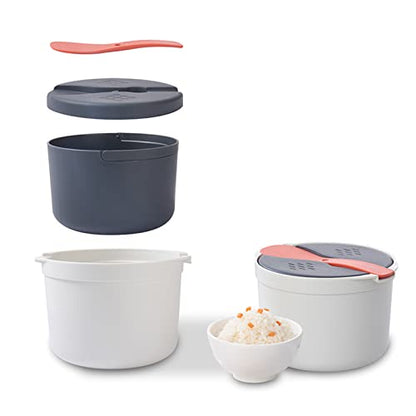  Microwave Rice Cooker 2L Food Grade PP Material Rice Spoon Lid Strainer Steaming Pot Rice Cooker Set Kitchen Cookware For Home Travel Office Use(Orange)