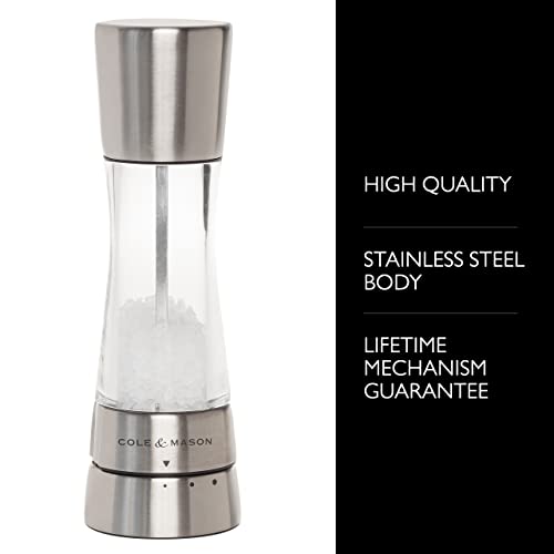 Cole & Mason OLE & MASON Derwent Salt Grinder - Stainless Steel Mill Includes Gourmet Precision Mechanism And Premium Sea Salt