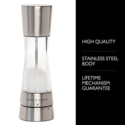 Cole & Mason OLE & MASON Derwent Salt Grinder - Stainless Steel Mill Includes Gourmet Precision Mechanism And Premium Sea Salt