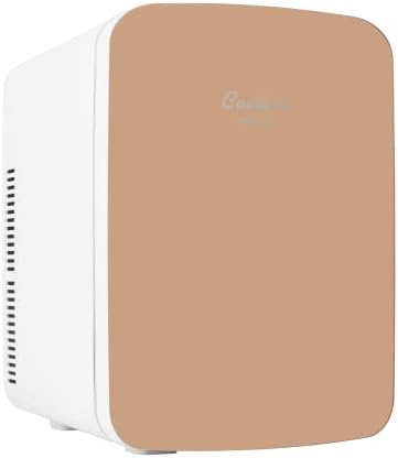  10L Mini Fridge For Bedroom - Car, Office Desk & College Dorm Room - 12v Portable Cooler & Warmer For Food, Drinks, Skincare, Beauty & Makeup - AC/DC Small Refrigerator With Glass Front, White