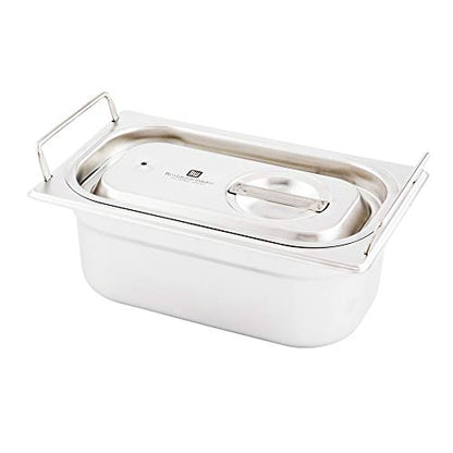  LID ONLY: Met Lux 10.25 X 6.25 Inch Steam Table Pan Lid, 1 Hotel Pan Lid - Fits 1/4 Size Steam Table Pan, Table Pan Sold Separately, Stainless Steel Steam Pan Cover, Built-In Handle - Restaurantware