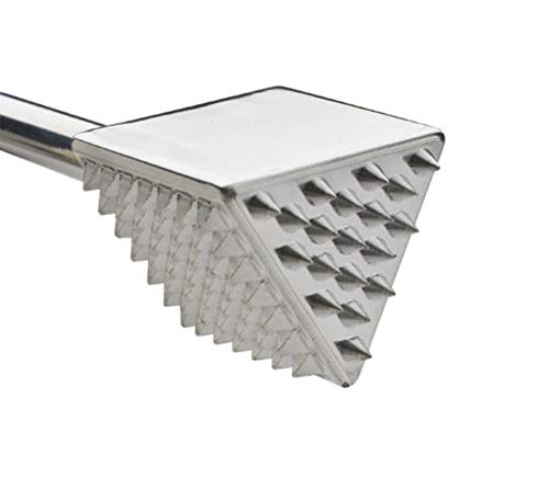  Amco Houseworks 4-in-1 Metal Meat Tenderiser Mallet, 23 Cm (9"), 4.5 X 4.5 X 26 Cm, Silver