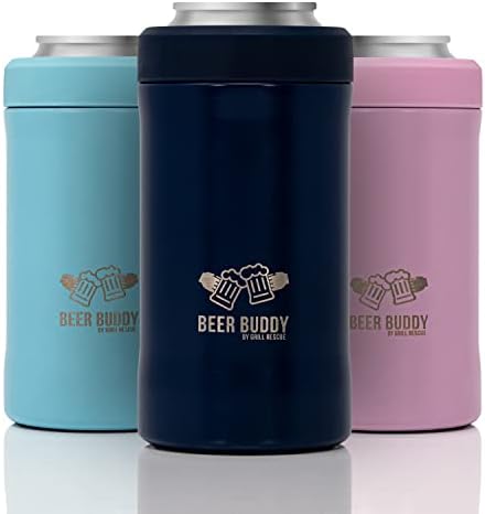  Grill Rescue​ Insulated Can Holder – Vacuum-Sealed Stainless Steel – Beer Bottle Insulator For Cold Beverages – Thermos Beer Cooler ​Suited For Any Size​ Drink - One Size Fits All (Matte Black)