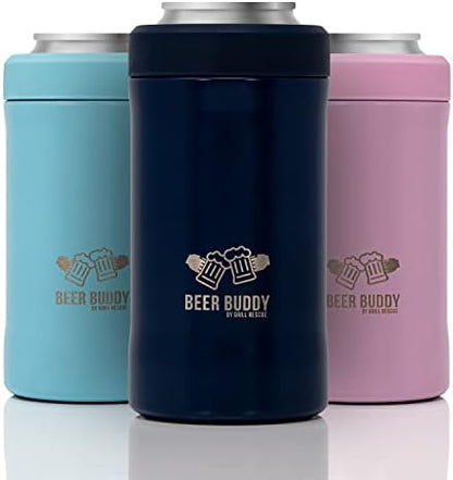  Grill Rescue​ Insulated Can Holder – Vacuum-Sealed Stainless Steel – Beer Bottle Insulator For Cold Beverages – Thermos Beer Cooler ​Suited For Any Size​ Drink - One Size Fits All (Matte Black)
