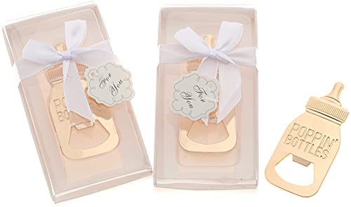  30 Pack Baby Shower And Gender Reveal Bottle Openers Party Favors Souvenirs For Guests With Gift Boxes For Boy And Girl Newborn (White - Baby Bottle, 30)