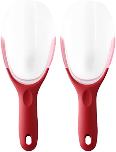  Magnetic Ice Scoop, Contoured Translucent Flexi-Plastic With Soft Grip Handle For Ice, Flour, Rice, Popcorn, Pet Food, Black