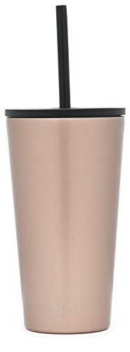  Insulated Tumbler With Lid And Straw | Iced Coffee Cup Reusable Stainless Steel Water Bottle Travel Mug | Gifts For Women Men Her Him | Classic Collection | 16oz | Rose Gold