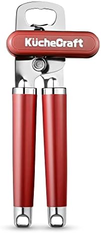 Can Opener Manual, Heavy Duty Handheld Can Opener With Stainless Steel Sharp Blade, Hand Can Opener With Ergonomic Hand Grip And Larger Turning Knob, Built In Bottle Opener(Blue)