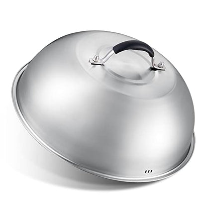  HOUSE AGAIN 2 Pack Cheese Melting Dome Set - 18/8 Stainless Steel Griddle Grill Accessories - Durable Round Basting, Steaming Cover - Heat Resistant Handle For Flat Top Griddle Grill Indoor/Outdoor