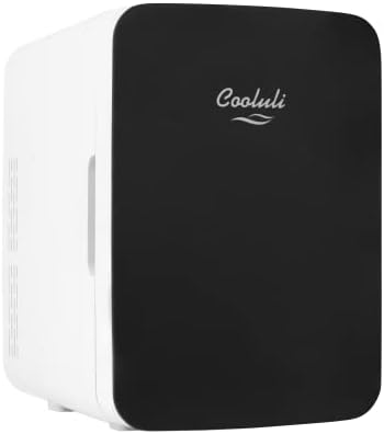  10L Mini Fridge For Bedroom - Car, Office Desk & College Dorm Room - 12v Portable Cooler & Warmer For Food, Drinks, Skincare, Beauty & Makeup - AC/DC Small Refrigerator With Glass Front, White