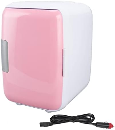 Mini Fridge, 4 Liter ABS Partition Detachable Portable Cooler And Warmer Car Fridge Personal Refrigerator For Skin Care, Cosmetics, Beverage, Food, Great For Bedroom, Office, Car, Dorm(Pink)