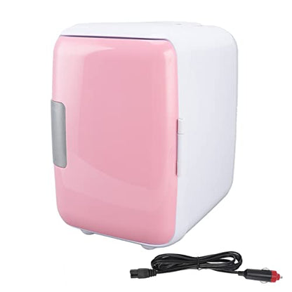  Mini Fridge, 4 Liter ABS Partition Detachable Portable Cooler And Warmer Car Fridge Personal Refrigerator For Skin Care, Cosmetics, Beverage, Food, Great For Bedroom, Office, Car, Dorm(Pink)