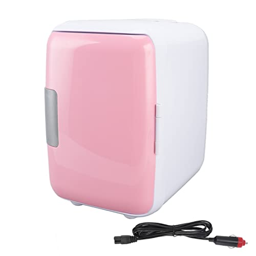  Mini Fridge, 4 Liter ABS Partition Detachable Portable Cooler And Warmer Car Fridge Personal Refrigerator For Skin Care, Cosmetics, Beverage, Food, Great For Bedroom, Office, Car, Dorm(Pink)