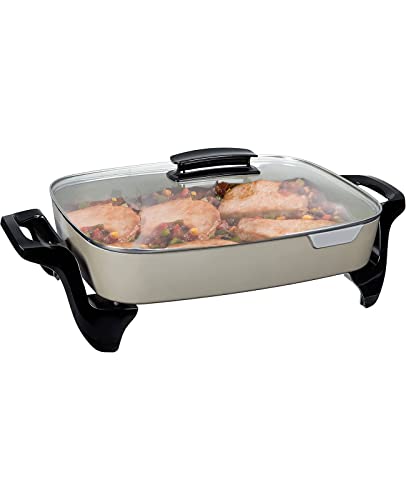  Ceramic Nonstick Electric Skillet - Serves 6 To 8 People (16-Inch, Grey)