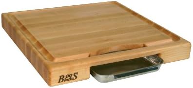  Lock PM2418225-P Newton Prep Master Maple Wood Reversible Cutting Board With Juice Groove And Pan, 24 Inches X 18 Inches X 2.25 Inches