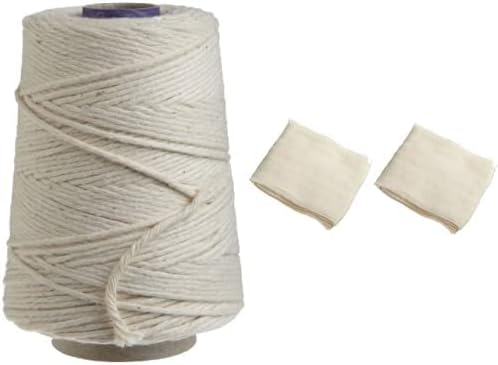 Regency Wraps Natural Ultra Fine Cheesecloth 100% Cotton, 2pack, 18 Sq. Ft & Natural Cooking Twine 1/2 Cone 100% Cotton 500ft, 1-Pack, Ivory