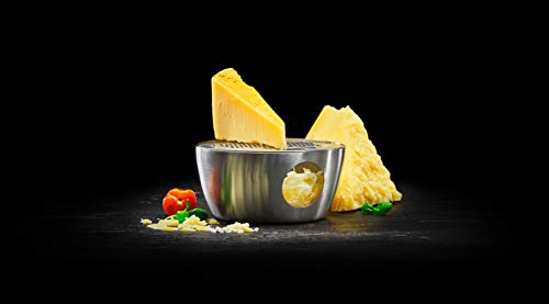 Lurch Germany Razortech Stainless Steel Parmesan & Cheese Grater With Detachable Airtight Storage Container With Lid | Ø 5.2 X 2.4 Inches / 13 X 6 Cm - Silver
