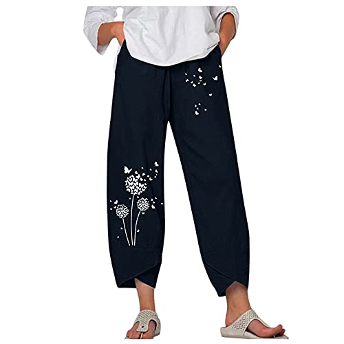  Kingspinner Capri Pants For Women Dressy Casual Patchwark Harem Pants Tapered Ankle Capris Trousers