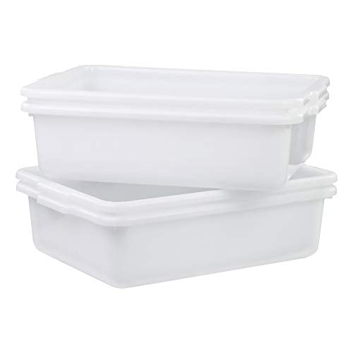  AnnkkyUS 4-Pack 13 Liter Commercial Bus Tubs, White Plastic Wash Basin Bus Tote