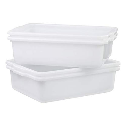  AnnkkyUS 4-Pack 13 Liter Commercial Bus Tubs, White Plastic Wash Basin Bus Tote