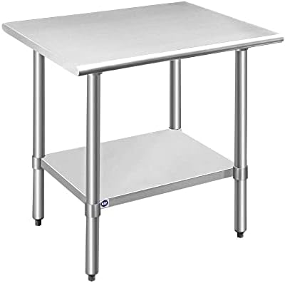  OCKPOINT Stainless Steel Table For Prep & Work With Backsplash 60x24 Inches, NSF Metal Commercial Kitchen Table With Adjustable Under Shelf And Table Foot For Restaurant, Home And Hotel