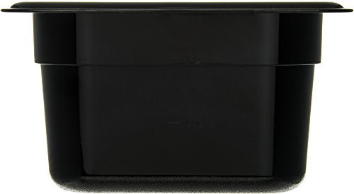  3068403-E Plastic Food Pan, 1/6 Size, 4 Inches Deep, Black