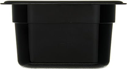  3068403-E Plastic Food Pan, 1/6 Size, 4 Inches Deep, Black
