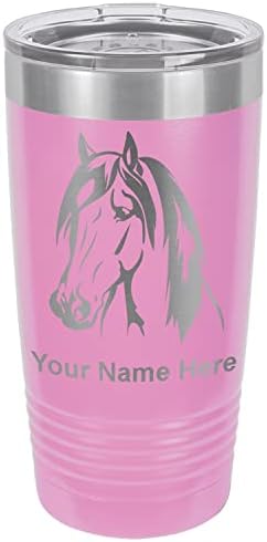  20oz Vacuum Insulated Tumbler Mug, Horse Head 1, Personalized Engraving Included (Black)