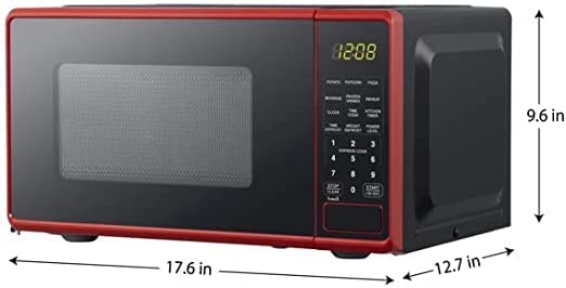  RAMR 0.7 Cu. Ft. Countertop Microwave Oven, 700 Watts, Easy Clean Interior, Child Safety Lock, Red