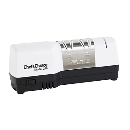  's Choice Hybrid Diamond Hone Knife Combines Electric And Manual Sharpening For Straight And Serrated 20-Degree Knives, 3-Stage, White