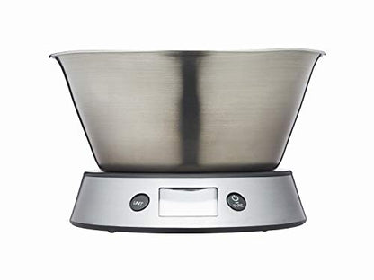 Taylor Pro Digital Kitchen Food Scales With Removable Bowl, Professional Standard With Tare Feature And Precision Accuracy, Stainless Steel Finish, Weighs 5 Kg Capacity