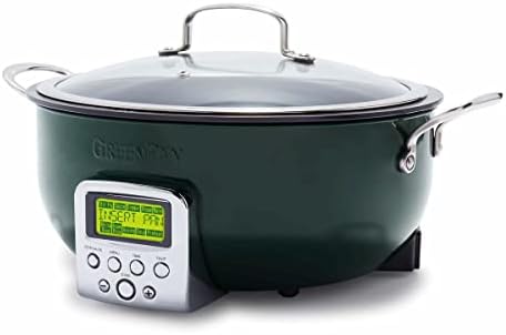 Greenpan Elite Essential Smart Electric 6QT Skillet Pot, Presets To Sear Saute Stir-Fry And Cook Rice, Healthy Ceramic Nonstick And Dishwasher Safe Parts, Easy-to-use LED Display, Ponderosa Pine