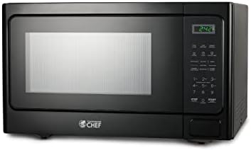  Hef Countertop Microwave, 1.1 Cubic Feet, Black With Stainless Steel Trim