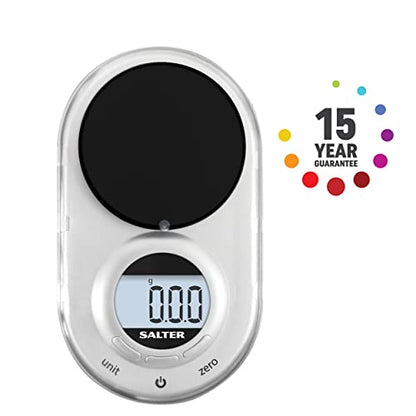 Salter Alter 1260 SVDRA Precision Electronic Scale, Micro Pocket Digital Scales, 500g Capacity, In 0.05g Increments, Neat Storage, Large LCD Display, Compact, Discreet Design, For Jewellery, Spices, Coins