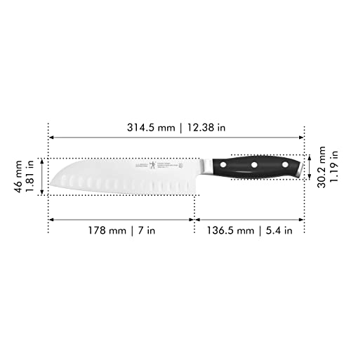  Forged Premio Hollow Edge Santoku Knife, 7-inch, Black/Stainless Steel