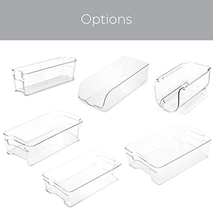  Smart Design Stackable Refrigerator Bin - 6 X 12 Inch - BPA Free Plastic Resin - Fridge, Freezer, Pantry Organizer, Cabinet Storage, Food, Produce, Fruit Containers - Kitchen Organization - Clear