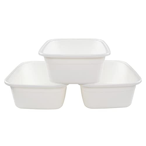  18 Quart Large Dish Pan, 3-Pack Commercial Bus Tub, Cream
