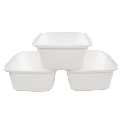  18 Quart Large Dish Pan, 3-Pack Commercial Bus Tub, Cream