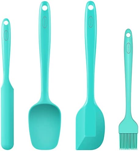  Silicone Spatula Set, Heat-Resistant Non-Stick One Piece Design Spatula For Cooking, Baking And Mixing, Dishwasher Safe, Set Of 4 Black