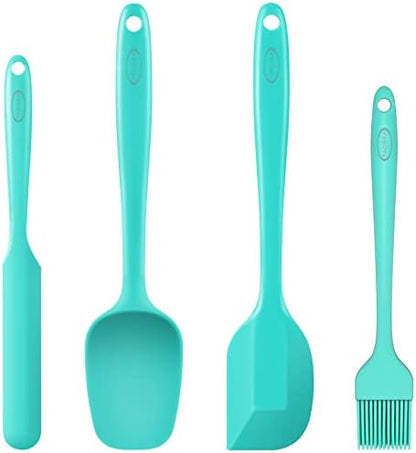  Silicone Spatula Set, Heat-Resistant Non-Stick One Piece Design Spatula For Cooking, Baking And Mixing, Dishwasher Safe, Set Of 4 Black