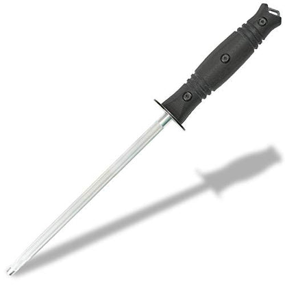  Premium Rugged 8 Inch Honing Steel For Kitchen And Camping, Stainless Steel, G10 Handles, Black, Cutlery, Tactical Knife Sharpener