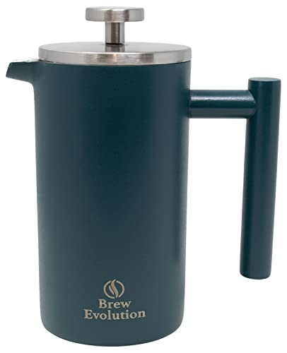  20 Oz Stainless Steel French Press Coffee Maker | Double Walled Insulated Coffee & Tea Brewer Pot & Maker | Keeps Brewed Coffee Or Tea Hot | 600 Ml, Hawaiian Blue