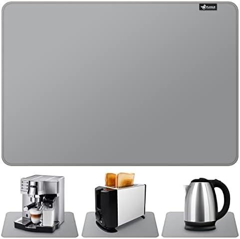  Kitchen Coffee Maker Heat Resistant Mat, Waterproof Silicone Coffee Mat, Fireproof Countertop Protector Cover Mat Under Oven, Coffee Maker, Cutting Board, Bread Machine (Grey, 16"X25")