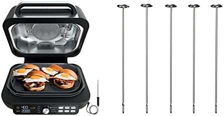 Ninja IG651 Foodi Smart XL Pro 7-in-1 Indoor Grill/Griddle Combo, Black With Roasting Lifters, 2 Piece, Stainless Steel