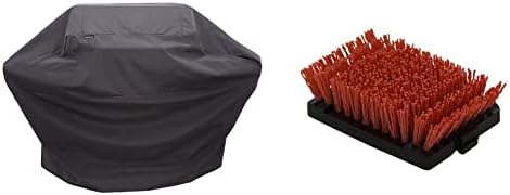  Performance Grill Cover, 3-4 Burner: Large & 8666894 Safer Replaceable Head Nylon Bristle Grill Brush With Cool Clean Technology, One Size