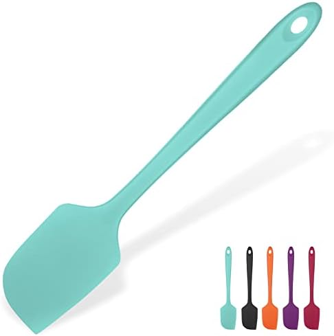  Heat Resistant Silicone Large Spatula: U-Taste 600ºF High Heat Flexible 11.38in Silicon Mixing Stirring Cooking Scraping Baking Bowl Scraper Seamless Spreader For Kitchen Nonstick Cookware (Aqua Sky)