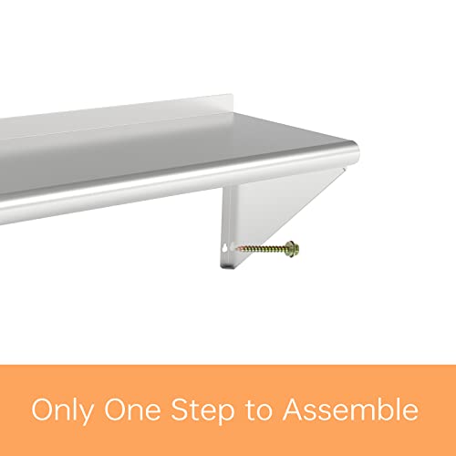  ERUPTA 12 X 48 Inches 300 Lb,Stainless Steel Wall Mount Floating Shelving,Commercial Stainless Steel NSF Shelf For Restaurant Kitchen, Home Kitchen,Hotle,Food Truk,Garage.