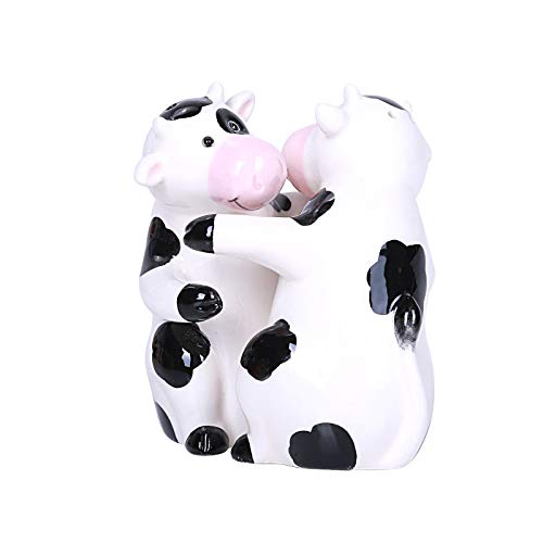  Hugging Cows Magnetic Ceramic Salt And Pepper Shakers Set