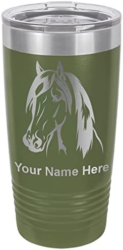  20oz Vacuum Insulated Tumbler Mug, Horse Head 1, Personalized Engraving Included (Black)
